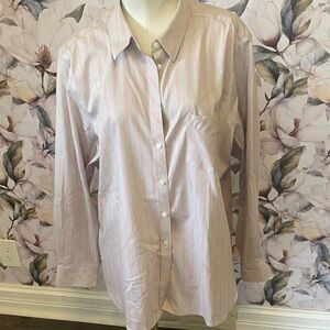 Foxcroft Beige and Pink Striped Shirt